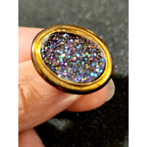Vintage Sterling Silver Druzy Ring Gold Overlay Sterling Silver Ring 6